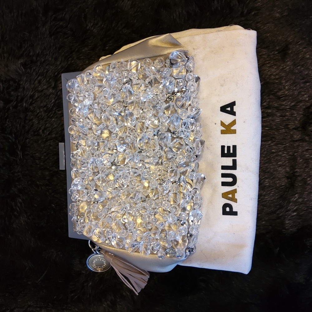 🗼NEW🗼Paule Ka Crystal Embellished Silk Clutch
